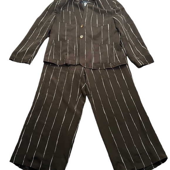 Jones New York brown beige slik pants suits size 16w - Picture 1 of 15